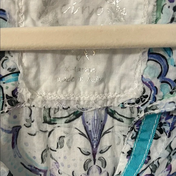 Cino Blouse Women's XL Floral Paisley Button-Down Shirt Teal/Blue Lightweight - Picture 4 of 16